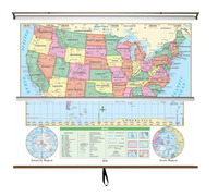 Universal Map United States/World Essential Combo Map, 64 x 54 Inches, Item Number 390156