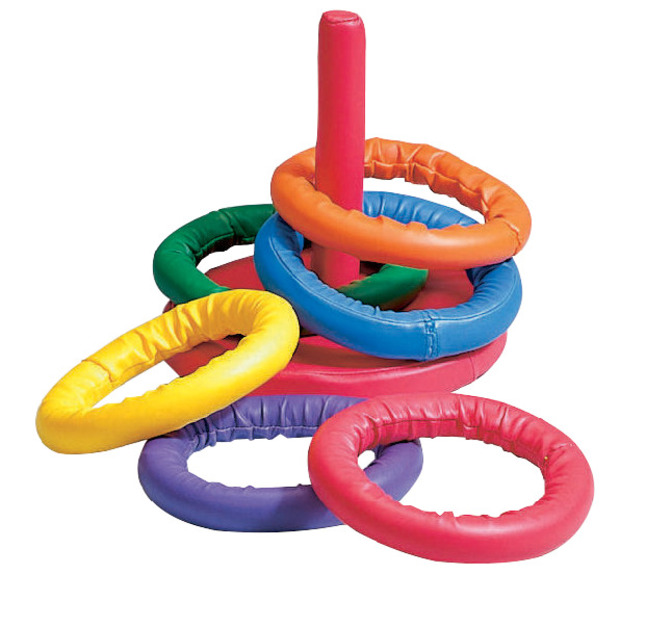 Sportime SoffRing Toss Game with Post, Assorted Colors, Set of 6 Rings