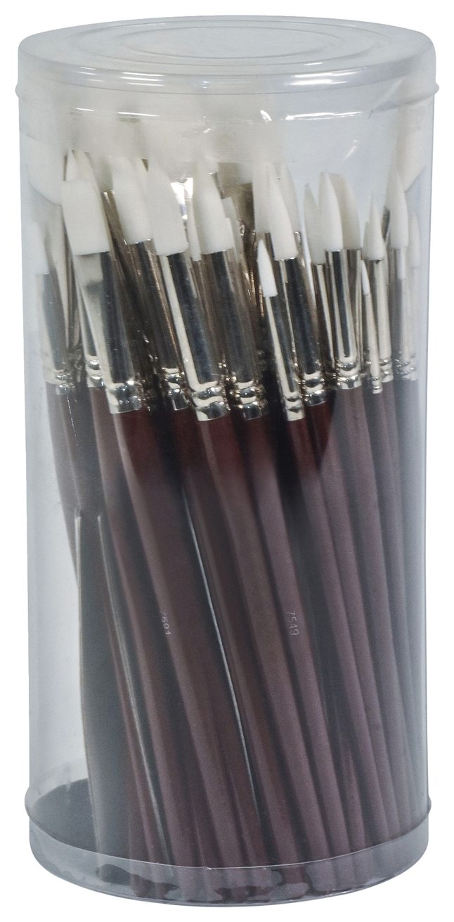 Sax Optimum White Synthetic Taklon Paint Brushes Size 8 Round Pack of 6 
