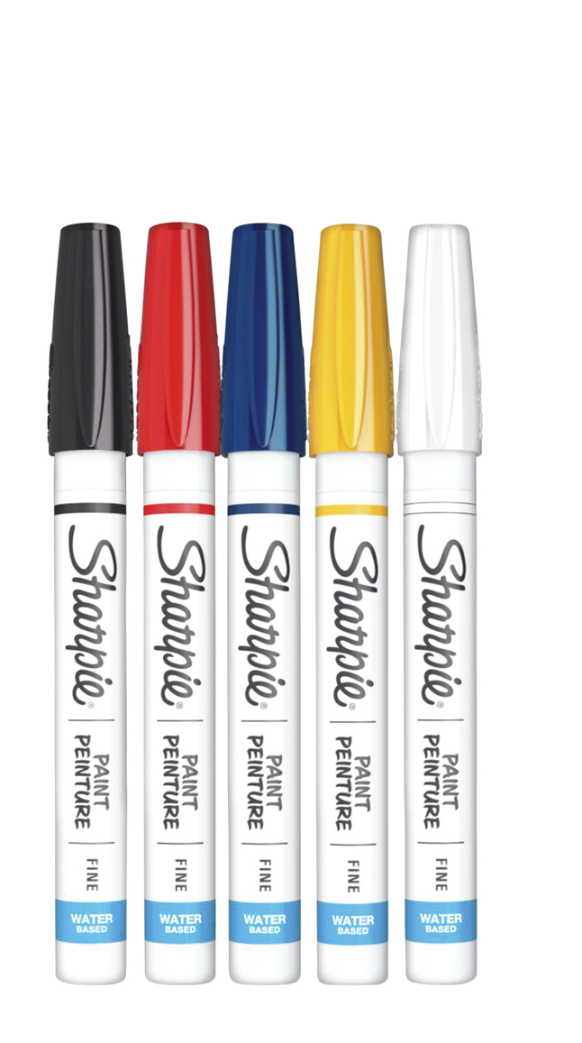 Sharpie Water Based Paint Marker Set, Fine Tip, Assorted Color, Set of 5