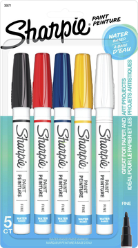 Sharpie Water Based Paint Marker Set, Fine Tip, Assorted Color, Set of 5, Item Number 405882