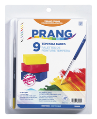 Prang Tempera Paint Cake Set with Brush, Assorted Colors, Set of 9 Item Number 405904