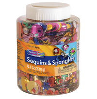 Creativity Street Plastic Reflective Assorted Shape Sequin and Spangle Shaker Jar, Assorted Size, Assorted Color, 8-4/5 oz Item Number 407060
