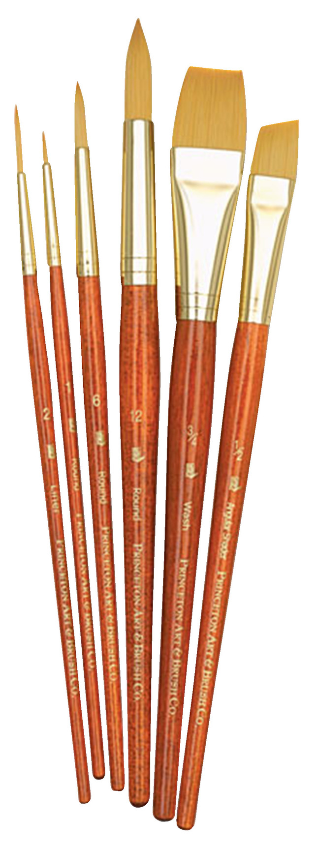 Princeton Economy Assorted Trim Short Handle Paint Brush Set, Assorted  Size, Brown, Set of 6