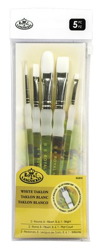 Royal Soft-Grip White Taklon Brush Set, Assorted Size, Set of 5 Item Number 408545