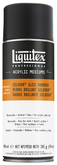 Liquitex Soluvar Spray Varnish, 9.8 oz Can, Gloss Item Number 410434