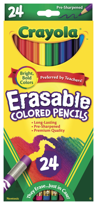 Crayola Erasable Colored Pencils, Assorted, Set of 24 Item Number 410559