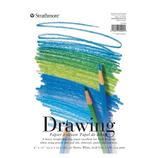 Strathmore 200 Series Drawing Pad, 9 x 12 Inches, 64 lb, 40 Sheets, Item Number 411262
