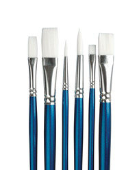 Sax Bristilina White Konex Brushes, Assorted Brush Types, Long Handle, Assorted Sizes, Set of 6 Item Number 444587