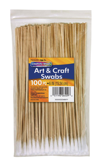 Pack of 100 6 in Creativity Street Sax Cotton Art/Craft Swab with Wood Shaft 