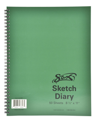 Sax Sulphite Spiral Binding Artists Sketch Diary, 50 lbs, 8-1/2 x 11 Inches, 50 Sheets, White Item Number 457586