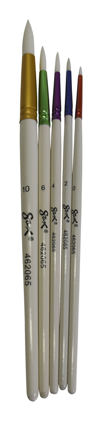 Sax真流谱水彩画笔，圆形，各种大小，一组5个，项目编号462065