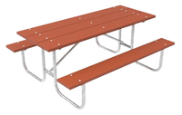 超场地矩形重型户外野餐桌，72 x 60 x 30英寸，红木染色木，项目编号471231