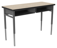Classroom Select Advocate Four Leg Two Student Desk, 48 x 20 Inch Laminate Top with LockEdge, Book Box, Item Number 5002519