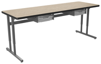 Classroom Select Advocate Pedestal Leg Two Student Desk w/Tote Rails, 72x24 Inch Laminate Top w/LockEdge, Item Number 5002610