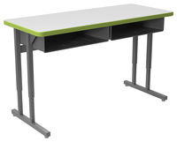 Classroom Select Advocate Pedestal Leg Two Student Desk, 48x20 In Markerboard Top/T-Mold, Book Box or Bookrack, Item Number 5002627
