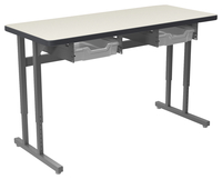 Classroom Select Advocate Pedestal Leg Two Student Desk w/Tote Rails, 48x20 Inch Laminate Top w/T-Mold Edge, Item Number 5002650