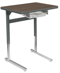 Classroom Select Advocate Pedestal Leg Single Student Desk w/Tote Rails, 26x20 Inch Laminate Top w/LockEdge, Item Number 5002660