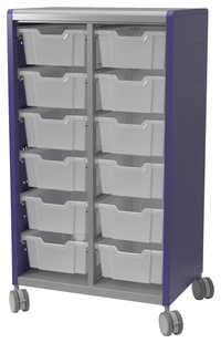 Classroom Select Geode Tall Cabinet, Double Wide w/12 Totes, Open, Casters, 28-1/2 x 19-1/4 x 51 Inches, Item Number 5003476
