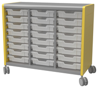 Classroom Select Geode Medium Cabinet, Triple Wide w/24 Totes, No Doors, Markerboard Back, Casters, 42 x 19-1/4 x 36 Inches, Item Number 5003556