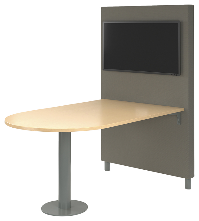 Classroom Select NeoLink Upholstered Media Wall, Non-Powered, Table, Base and TV Mount, 42 x 60 x 66 Inches, Item Number 5003901