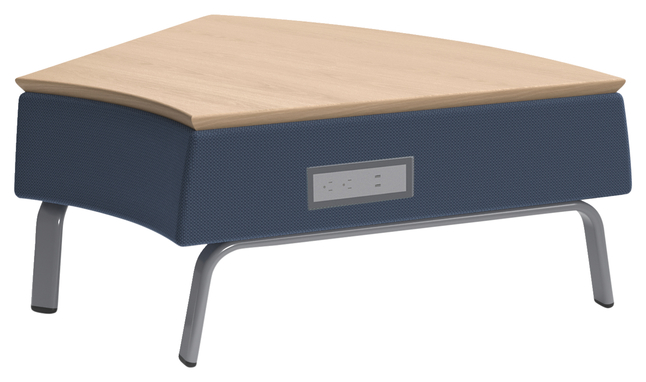 Classroom Select Soft Seating NeoLink 45° Backless Wedge, Laminate Top, Power Left Side, 36 x 32 x 18 Inches, Item Number 5004065