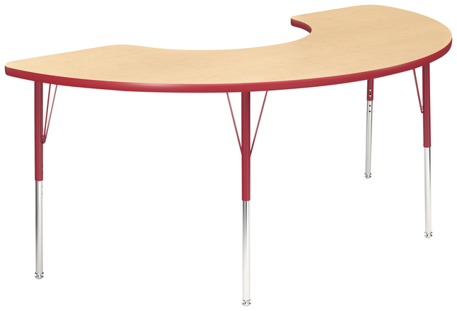 Classroom Select Activity Table, Adj. Height, T-Mold, Half Moon, 36 x 72 Inches, Item Number 5004576