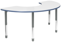 Classroom Select Apollo Activity Table, Adjustable Height, T-Mold, Markerboard, Half Moon, 36 x 72 Inches, Item Number 5004582
