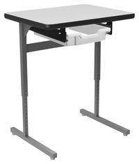Classroom Select Advocate Pedestal Leg Single Student Desk, Tote Rails, 26x20 Inch Markerboard Top, LockEdge, Item Number 5004848