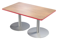 教室选择圆形底座的长方形桌子，高30 x 48英寸，有锁边，物品编号5008529