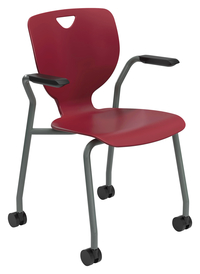 Classroom Select Inspo Round Tube Four Leg Chair With Arms, 18 A+ Seat Height, Titanium Frame, Casters, Item Number 5008634