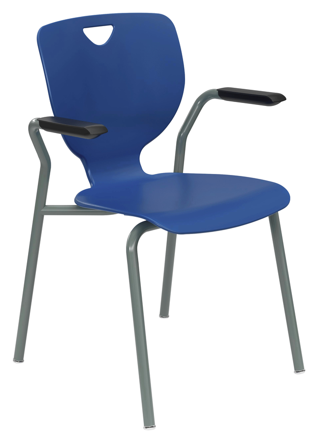 Classroom Select Inspo Round Tube Four Leg Chair With Arms, 18 inch A+ Seat Height, Titanium Frame, Item Number 5008635