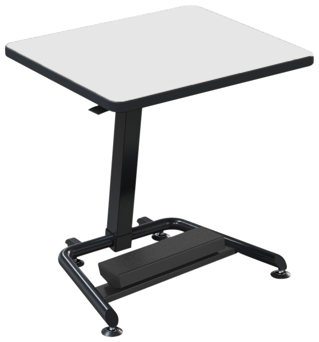Classroom Select Bond Fixed Height Tilt-N-Nest Desk with Fidget Pedal, Markerboard Top, T-Mold Edge, Black Frame, Item Number 5008708