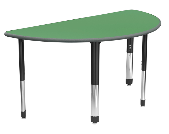Classroom Select Adjustable Height Activity Table, Laminate Top, Half-Round Shape, NeoClass Leg, LockEdge, 60 x 30 Inches, Item Number 5008734