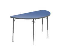 Classroom Select Adjustable Height Laminate Activity Table, T-Mold Edge, Half-Round Shape, Standard Leg, 60 x 30 Inches, Item Number 5008736
