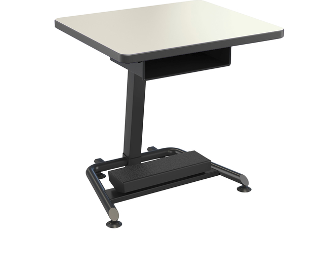 Classroom Select Bond Fixed Height Desk with Fidget Pedal and Book Box, Laminate Top, LockEdge, Black Frame, Item Number 5008815