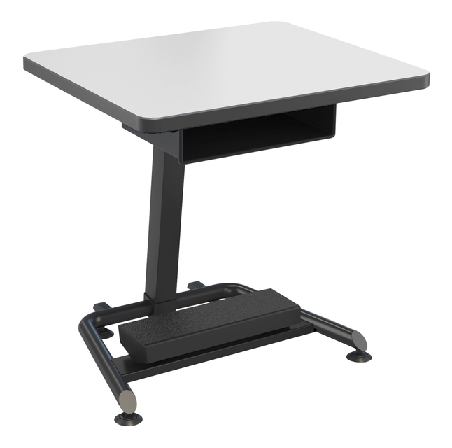 Classroom Select Bond Fixed Height Desk with Fidget Pedal and Book Box, Markerboard Top, T-Mold Edge, Black Frame, Item Number 5008821