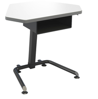 Classroom Select Gem Alliance Adjustable Height Desk with Book Box, Markerboard Top, T-Mold Edge, Black Frame, Item Number 5008853