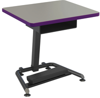 Classroom Select Bond Adjustable Height Desk with Fidget Pedal and Book Box, Laminate Top, T-Mold Edge, Black Frame, Item Number 5008857