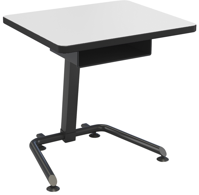 Classroom Select Bond Adjustable Height Desk with Book Box, Markerboard Top, LockEdge, Black Frame, Item Number 5008860