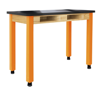 Classroom Select Hybrid Science Table with Book Compartments, 54 x 24 x 30 Inches, Epoxy Resin Top, Oak Apron, Steel Frame, Item Number 5009135