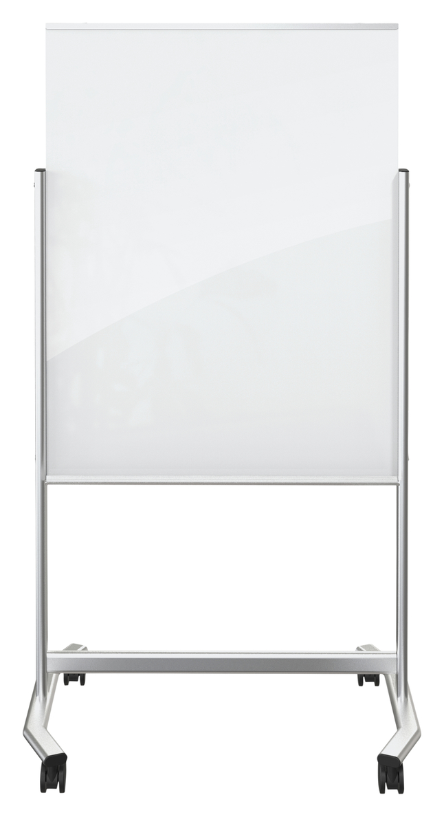 MooreCo Visionary Move Mobile Magnetic Glass Board, Platinum Frame, 4 x 3 Feet, Item Number 5009306