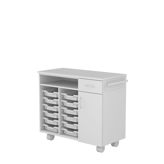 Image for Fleetwood Designer 2.0 Project Cart, 12 Trays Included, Locking Door and Drawer, Magnetic Markerboard Back from School Specialty