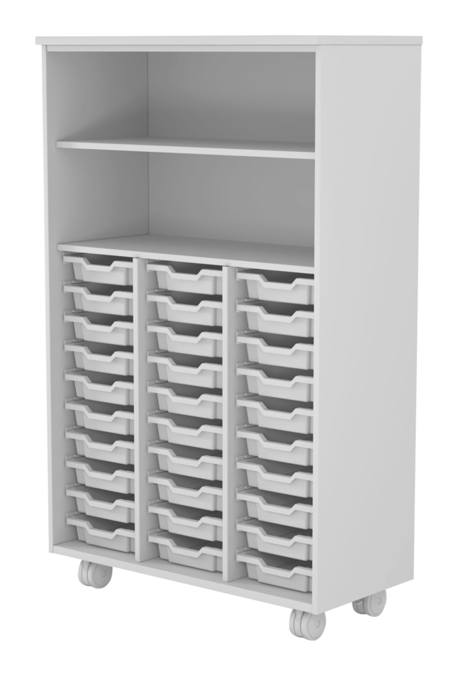 Image for Fleetwood Designer 2.0 Cabinet, 42 x 20 x 68 Inches, 30 Trays Included, 1 Shelf, No Door, Magnetic Markerboard Back from School Specialty
