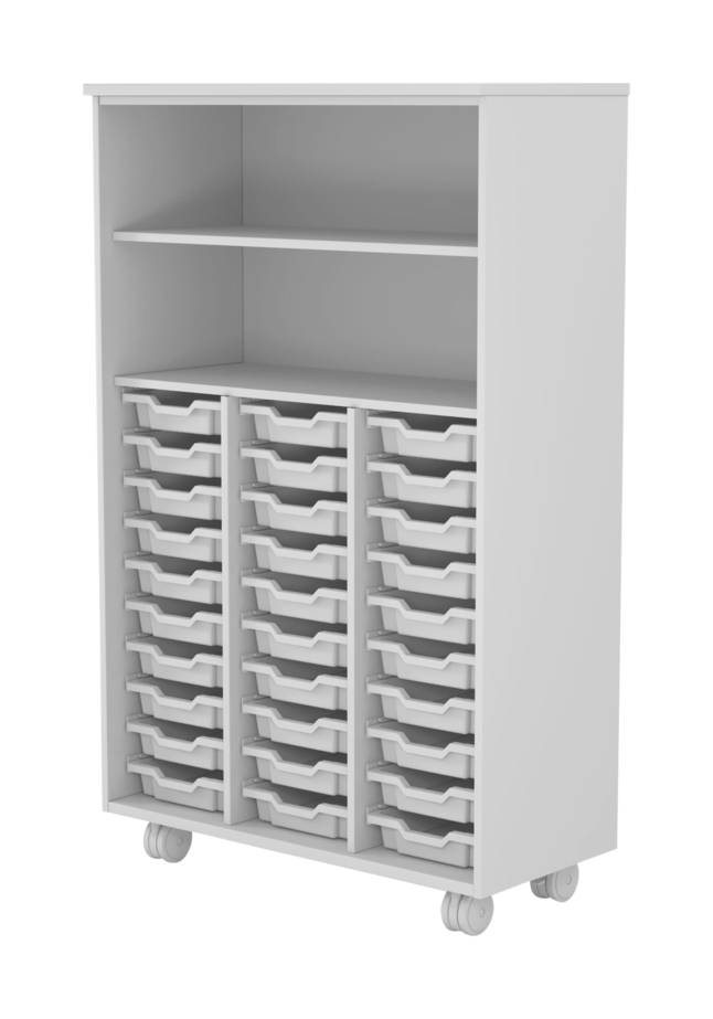 Image for Fleetwood Designer 2.0 Cabinet, 42 x 20 x 68 Inches, 30 Trays Included, 1 Shelf, No Door, Magnetic Pegboard Back from School Specialty