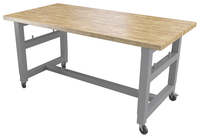Classroom Select Makerspace Professional Project Table, 30 x 72 Inch Butcher Block Top, Titanium Frame, Item Number 2106976