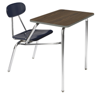 Classroom Select Royal Seating 4400 Combination Laminate Top Desk, 18 x 24 Inch Top, Painted Edge, Chrome Frame, Item Number 5009929