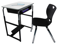 Classroom Select Royal Seating 1600 Switch Sit Or Stand Desk, Rectangle Markerboard, Painted, Bookbox, Fidget Pedal, Item Number 5009945