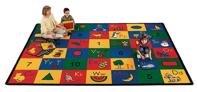 Carpets For Kids Blocks of Fun Run Carpet, 8 Feet 4 Inches x 11 Feet 8 Inches, Rectangle, Item Number 521197