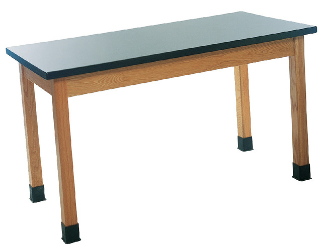 Classroom Select Science Table, Epoxy Resin Top, 60 x 24 x 36 Inches, Oak, Black, Item Number 530363